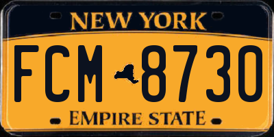 NY license plate FCM8730