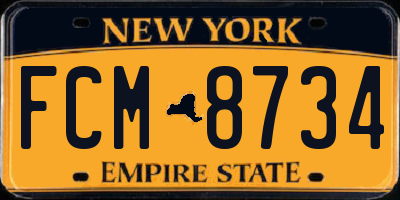 NY license plate FCM8734