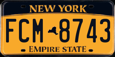 NY license plate FCM8743