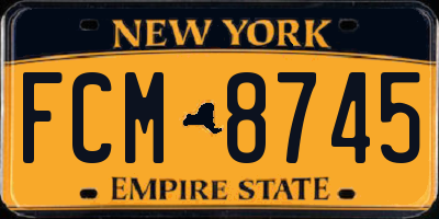 NY license plate FCM8745