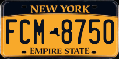 NY license plate FCM8750