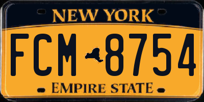 NY license plate FCM8754