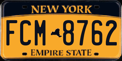 NY license plate FCM8762