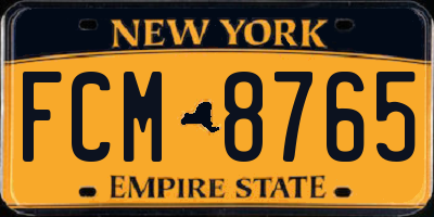 NY license plate FCM8765