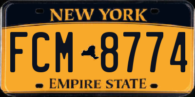 NY license plate FCM8774