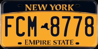 NY license plate FCM8778