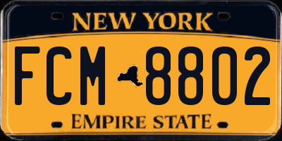 NY license plate FCM8802