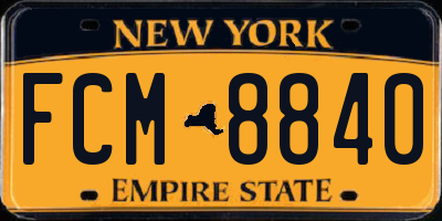 NY license plate FCM8840