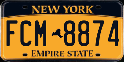 NY license plate FCM8874