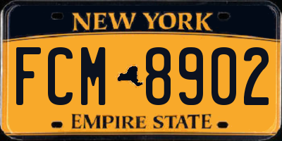 NY license plate FCM8902