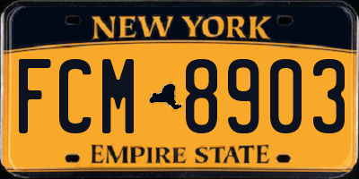 NY license plate FCM8903