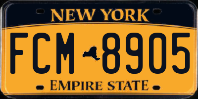 NY license plate FCM8905