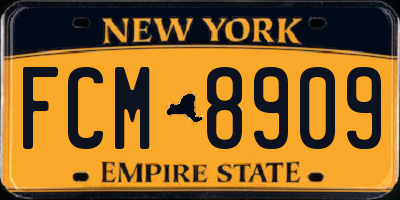 NY license plate FCM8909