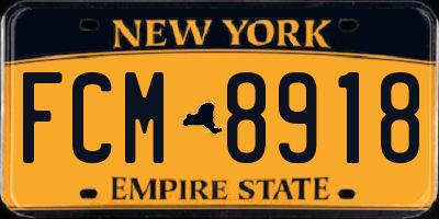 NY license plate FCM8918