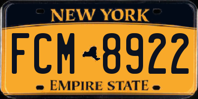 NY license plate FCM8922