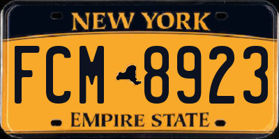 NY license plate FCM8923