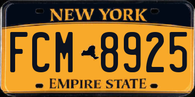 NY license plate FCM8925