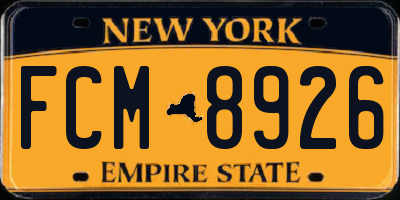 NY license plate FCM8926