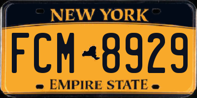 NY license plate FCM8929