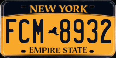 NY license plate FCM8932
