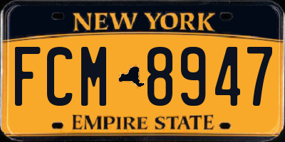 NY license plate FCM8947