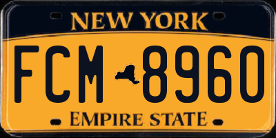 NY license plate FCM8960