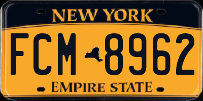 NY license plate FCM8962