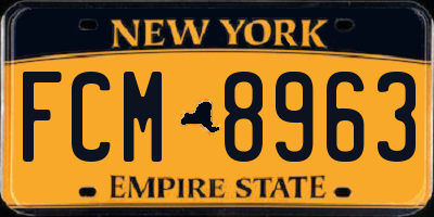 NY license plate FCM8963
