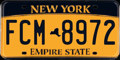 NY license plate FCM8972