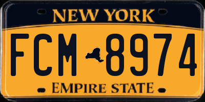 NY license plate FCM8974