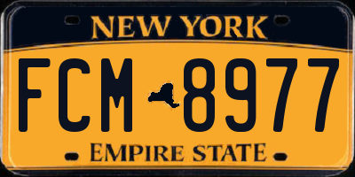 NY license plate FCM8977