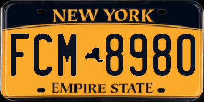 NY license plate FCM8980