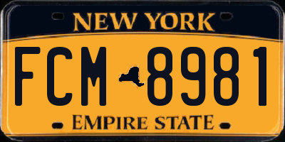 NY license plate FCM8981