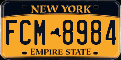 NY license plate FCM8984