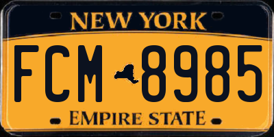 NY license plate FCM8985