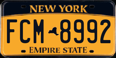 NY license plate FCM8992
