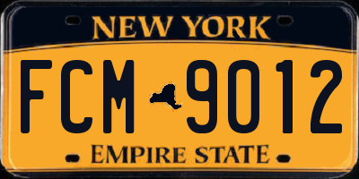 NY license plate FCM9012