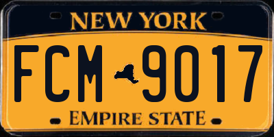 NY license plate FCM9017