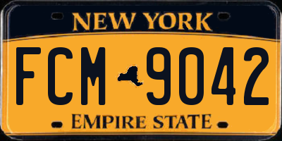 NY license plate FCM9042