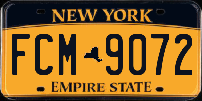 NY license plate FCM9072