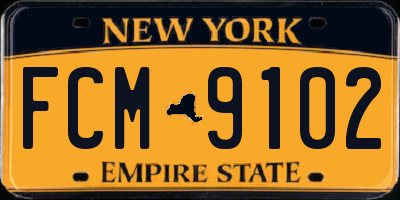 NY license plate FCM9102