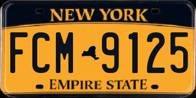NY license plate FCM9125