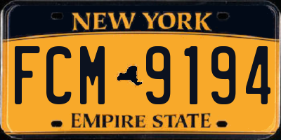 NY license plate FCM9194