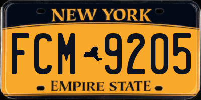 NY license plate FCM9205