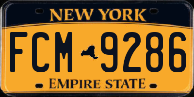 NY license plate FCM9286