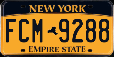 NY license plate FCM9288