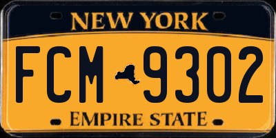 NY license plate FCM9302