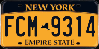 NY license plate FCM9314