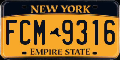 NY license plate FCM9316