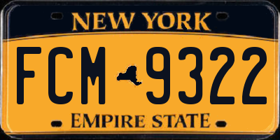 NY license plate FCM9322